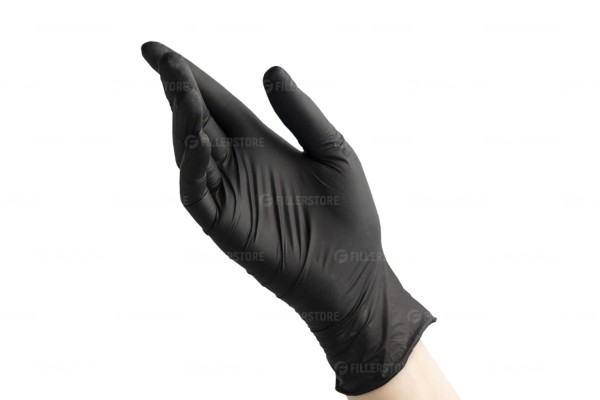 Перчатки Benovy Nitrile нитриловые смотр., черные, S, 50 пар в блоке (Бинови)