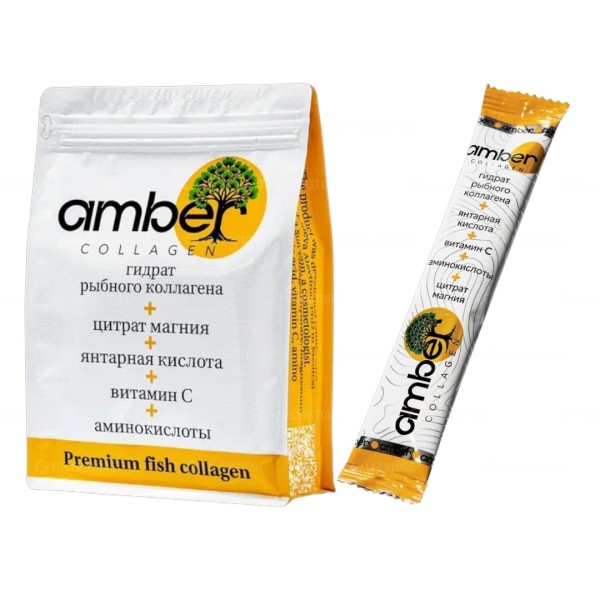 Гидрат коллагена из кожи рыбы с витамином С и цитратом магния Amber collagen 31шт (Амбер коллаген)