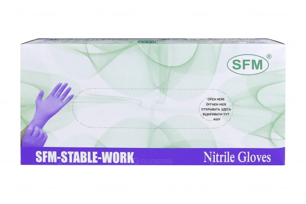 Перчатки нитриловые SFM-Stable-Work фиолетовые, размер M, 50 пар в блоке
