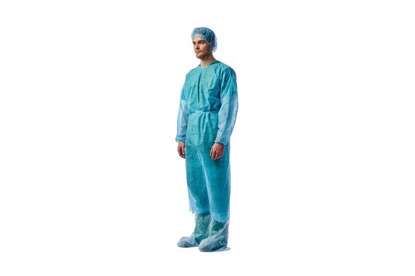 Халат хирургический Medicosm рукава на резинках, голубой, 140см, 25г/м2, 10 шт в упаковке (Медикосм)