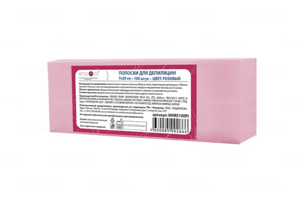 Полоски для депиляции Medicosm розовые, полиэстер, 7х20см, 100 шт в упаковке (Медикосм)